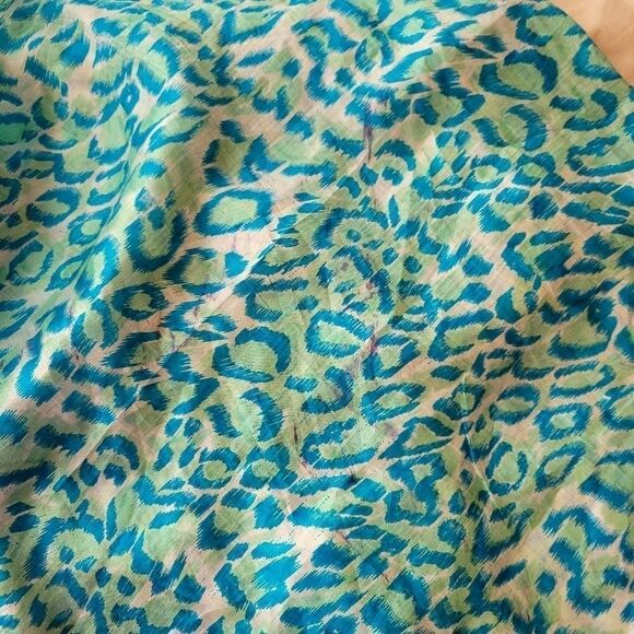 100% Silk Scarf Wrap Blue Leopard Animal Print - Picture 11 of 11